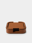 Pinetti - Leather Square Coasters (Set of 6) - Camel - ABASK - 