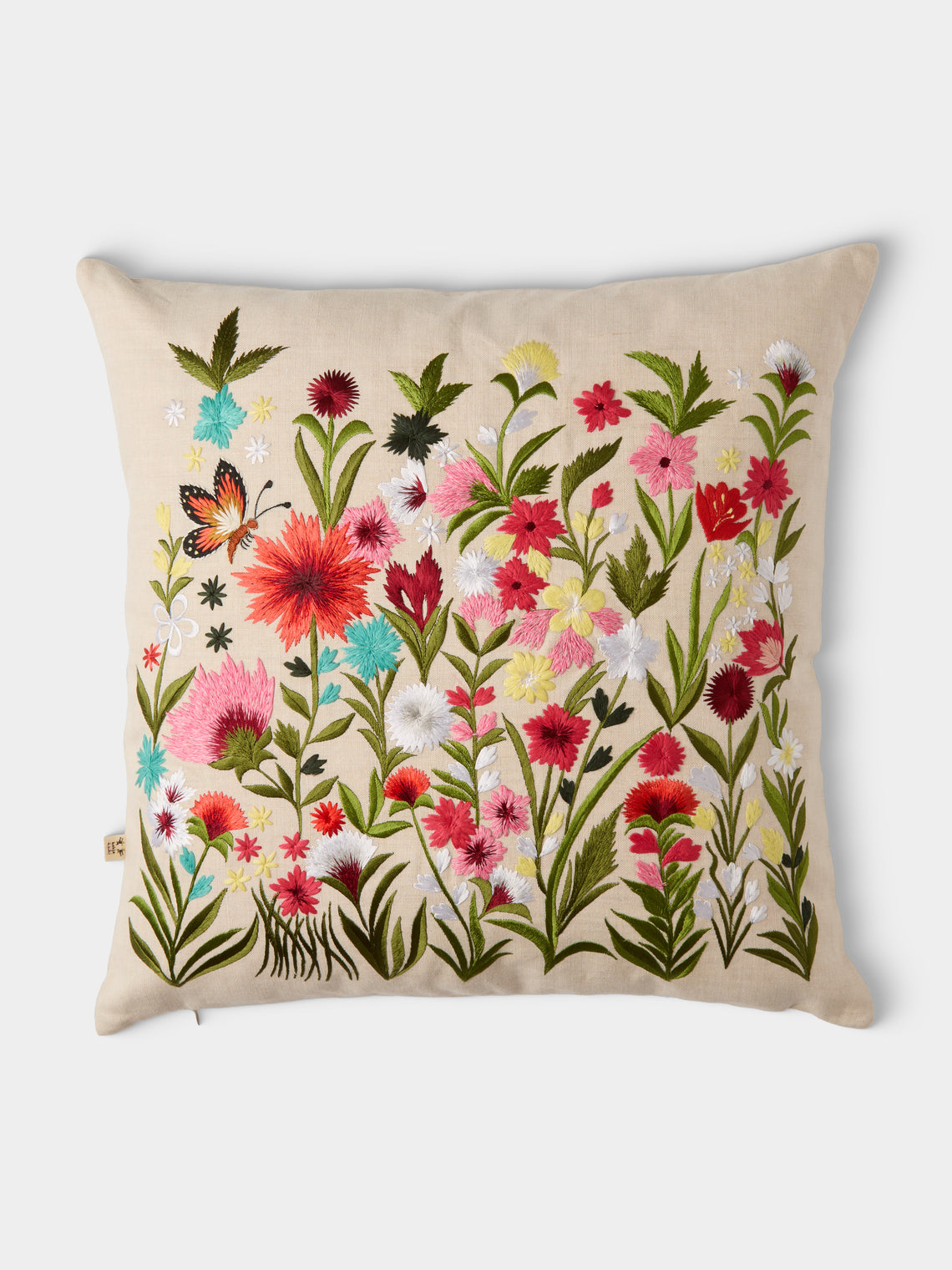 Bokja - Meadow Embroidered Linen Cushion (21.5in/55cm) - Multiple - ABASK - 