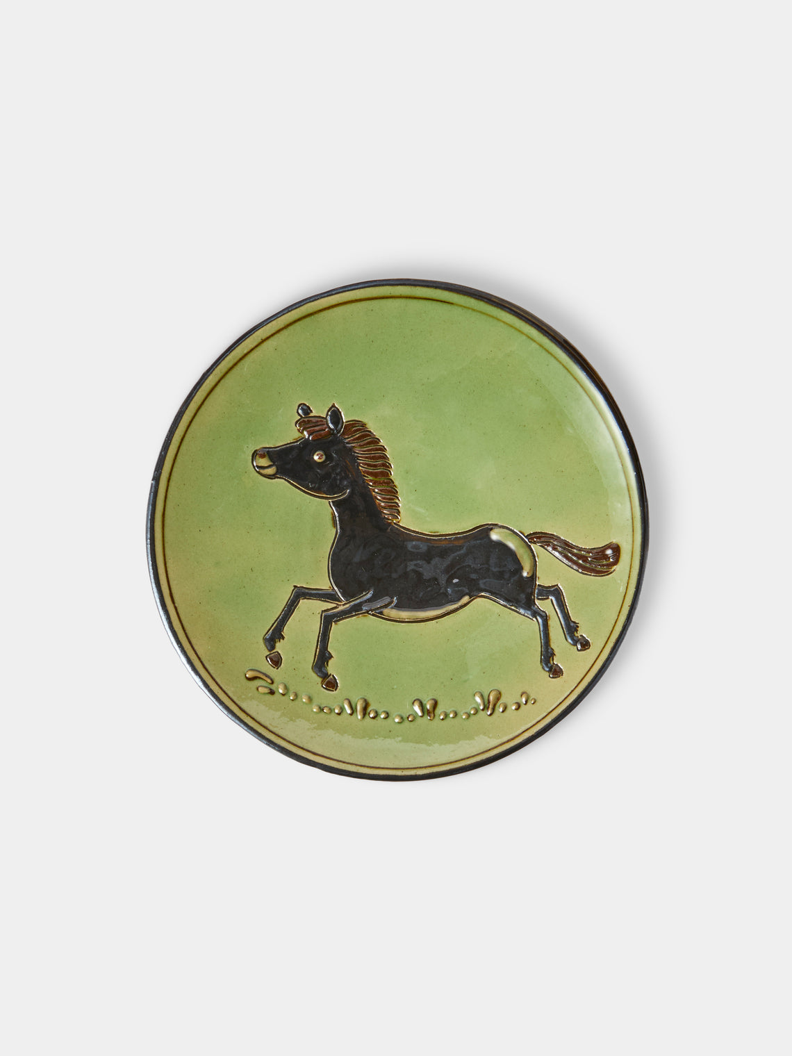 Poterie d’Évires - Animals Hand-Painted Ceramic Plates – 5.5in/14cm (Set of 4) - Green - ABASK