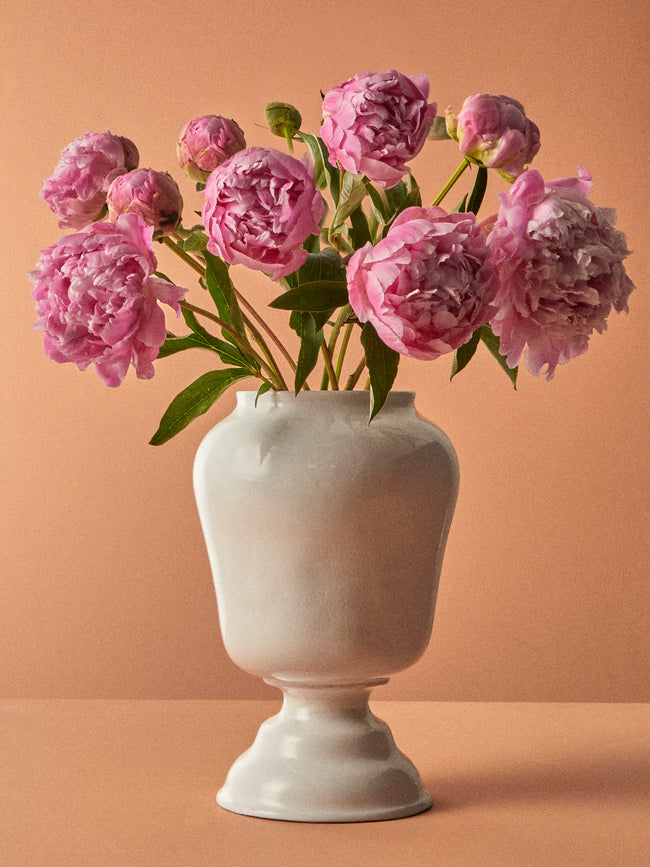 Astier de Villatte - Apothicaire Hand-Glazed Ceramic Vase (13in/33.5cm) - White - ABASK