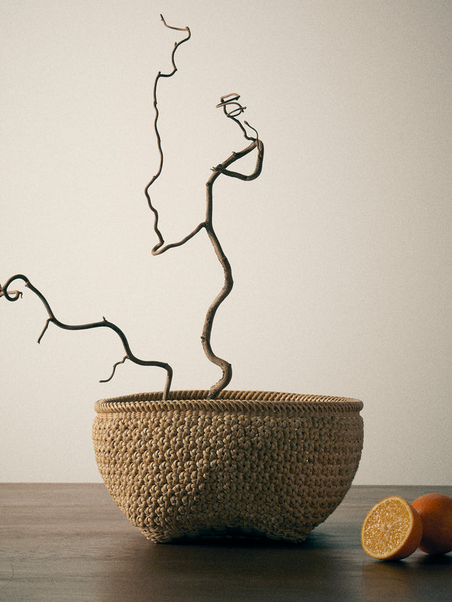 Junpei Kawaguchi - Hand-Braided Rattan Flower Basket - Brown - ABASK