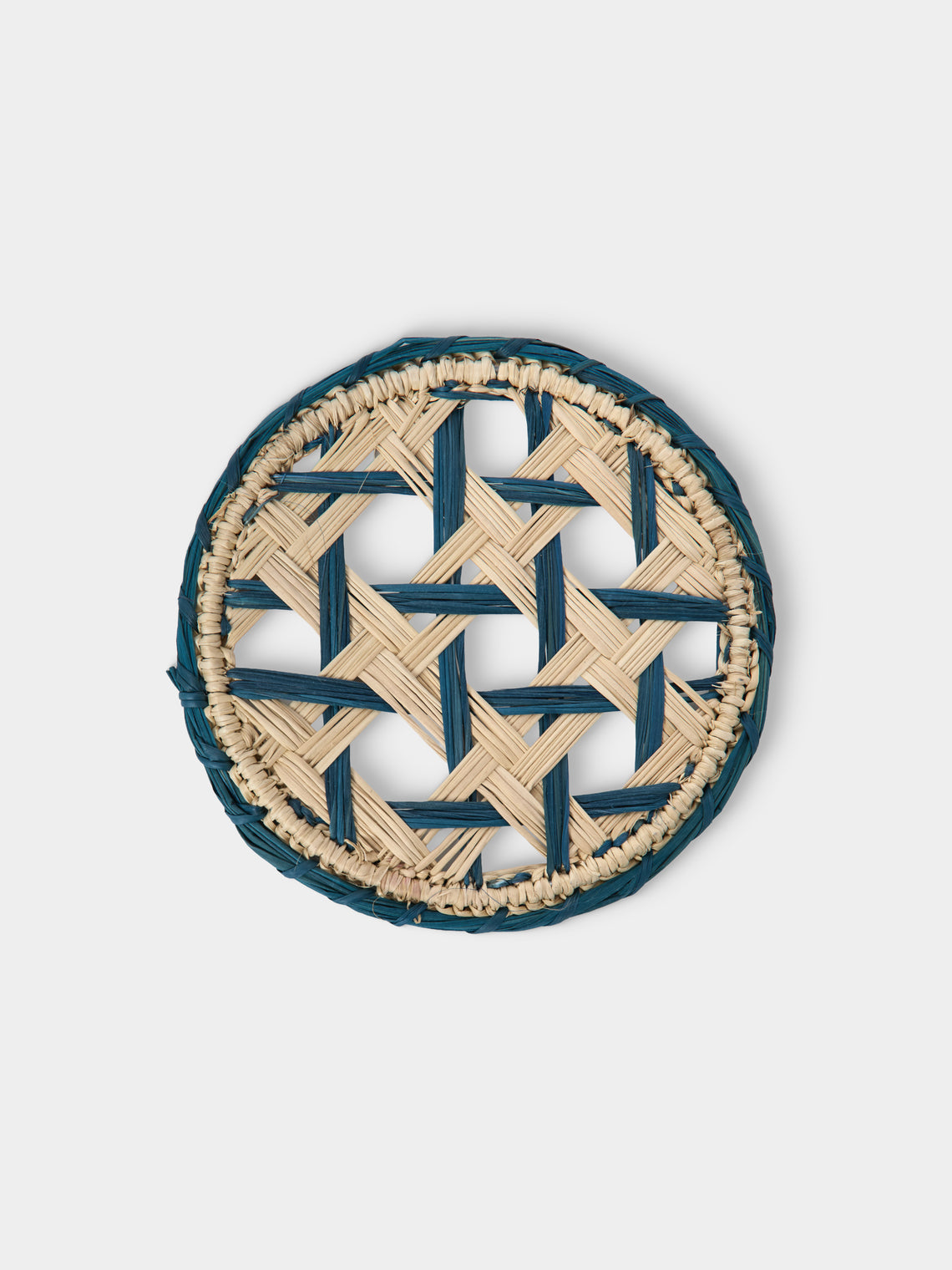 Artesanías del Atlántico - | Set of 6 | Espiga Handwoven Palm Coasters - Blue - ABASK
