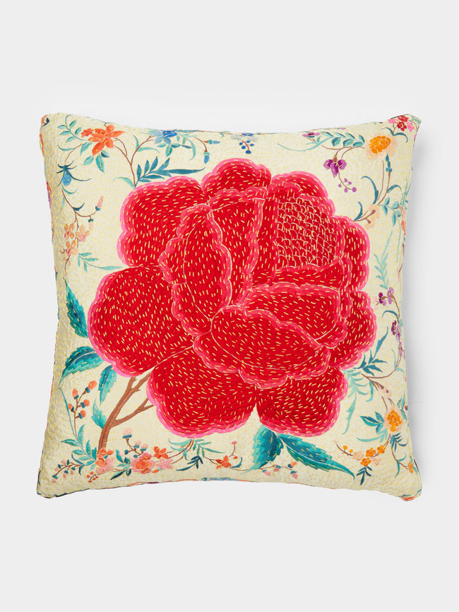 By Walid - 1920's Chinese Silk Floral Embroidered Cushion -  - ABASK - 