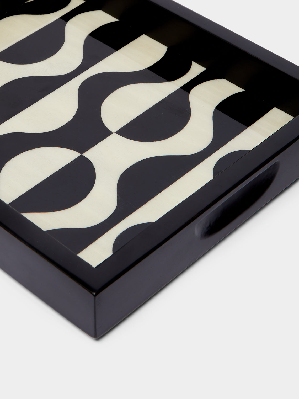 Waves Wood Inlay Tray (10.5in/27cm)