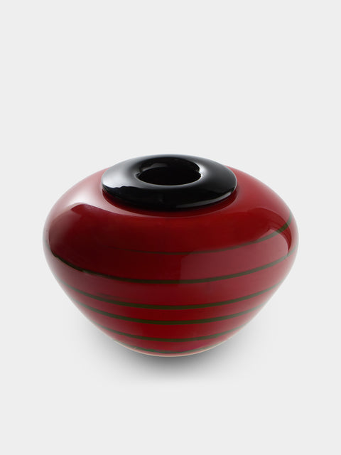 Antique and Vintage - 1980s Murano Glass Vase (8in/21cm) - Red - ABASK - 