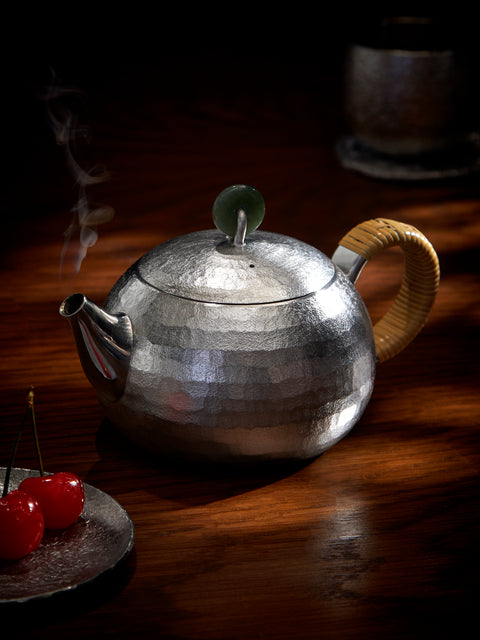 Seikado - Seishi Pewter and Jade Teapot - Silver - ABASK