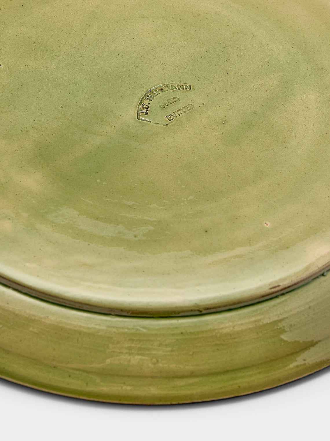 Poterie d’Évires - Deer Hand-Painted Ceramic Round Platter - Green - ABASK