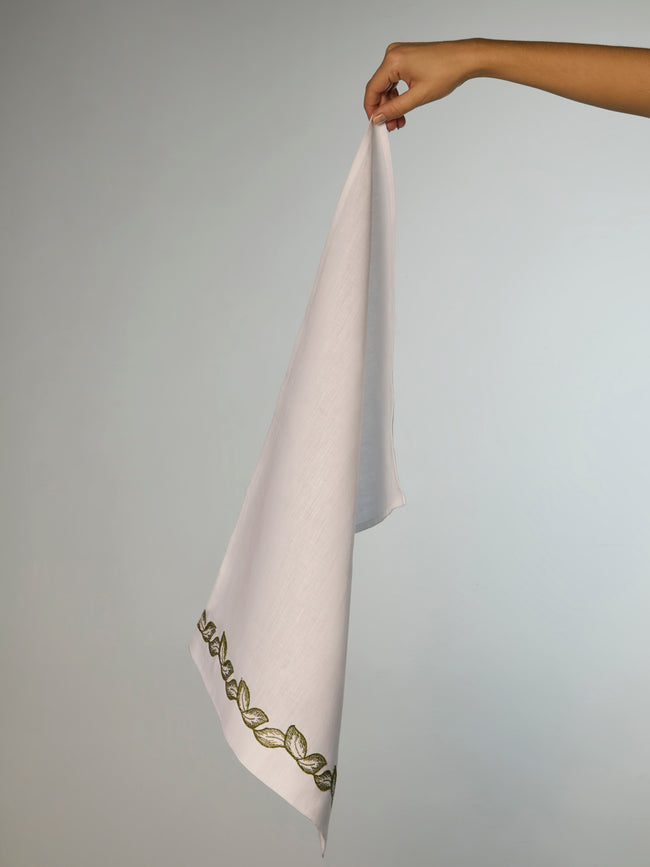 Los Encajeros - Set of 4 Petalos Embroidered Cotton Guest Towels (41cm x 63cm) -  - ABASK