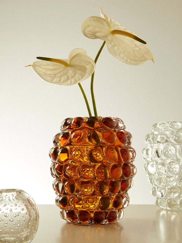 Yali Glass - Boboli Hand-Blown Murano Glass Vase (8.5in/22cm) - Brown - ABASK
