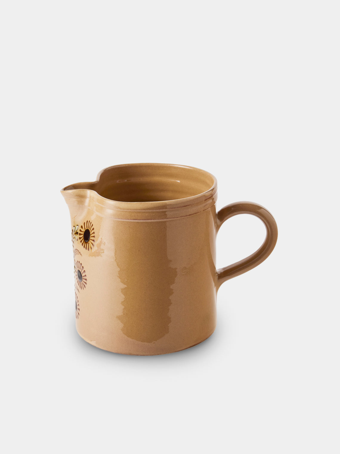 Poterie d’Évires - Flowers Hand-Painted Ceramic Straight-Edge Medium Jug - Cream - ABASK