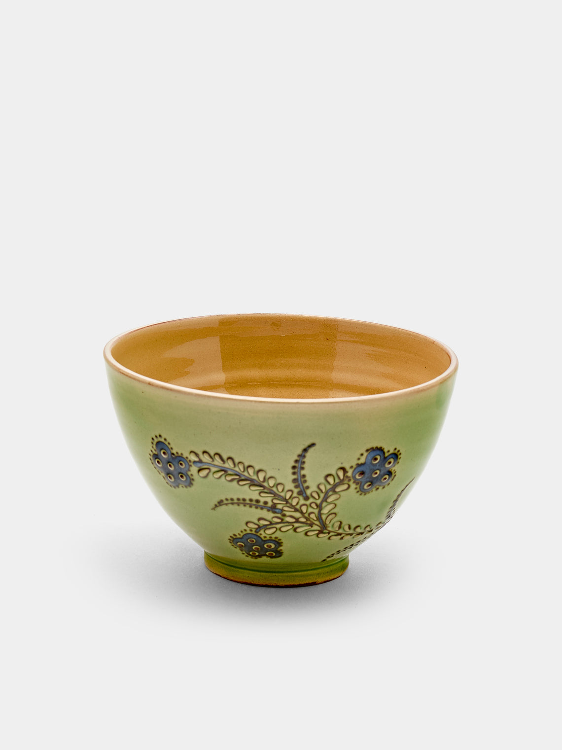 Poterie d’Évires - Flowers Hand-Painted Ceramic Bowls (Set of 6) - Green - ABASK