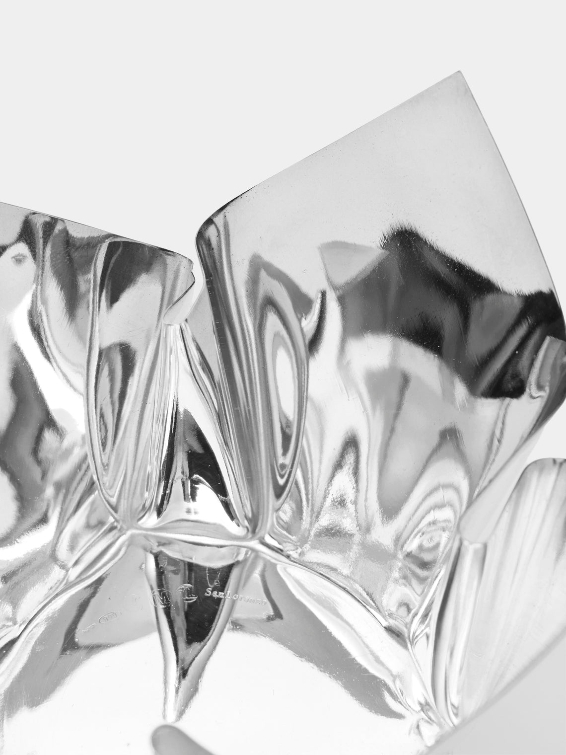 San Lorenzo - 1993 Afra and Tobia Scarpa Cartoccio Pure Silver Bowl with Tips (3in/8cm) - Silver - ABASK