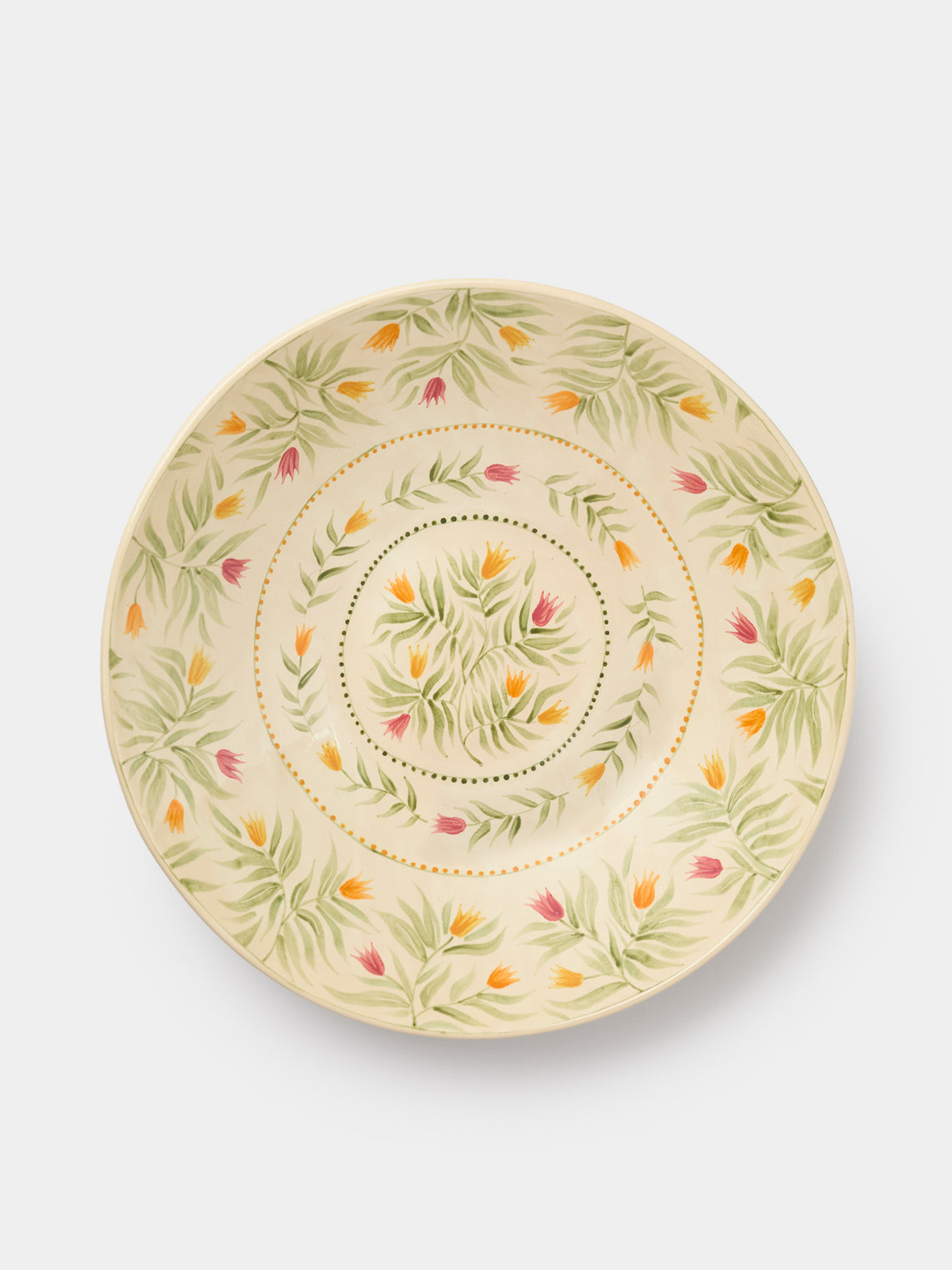 Rosanna Corfe - Doves and Daffodils Hand-Painted Ceramic Flared Bowl - Cream - ABASK