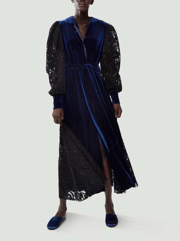 Loretta Caponi - Melissa Velvet Long Dress - Navy - ABASK