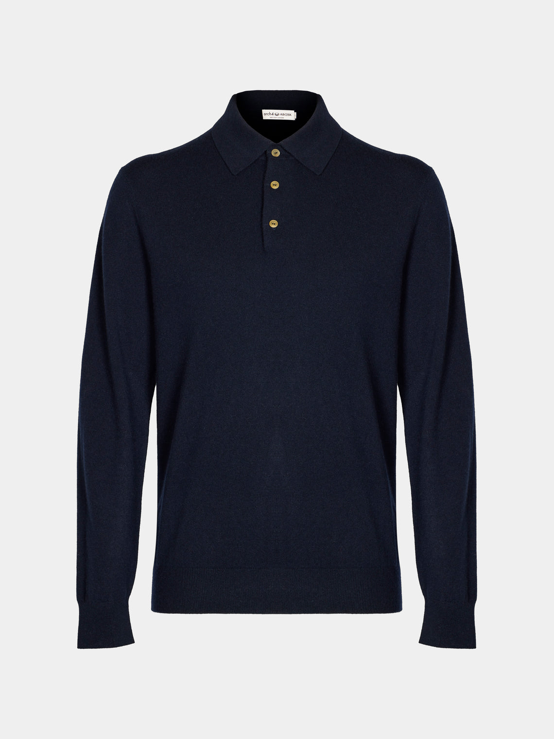 Arch4 - Chapman Baby Goat Cashmere Long-Sleeved Polo Top | Size: M - Navy - ABASK - 