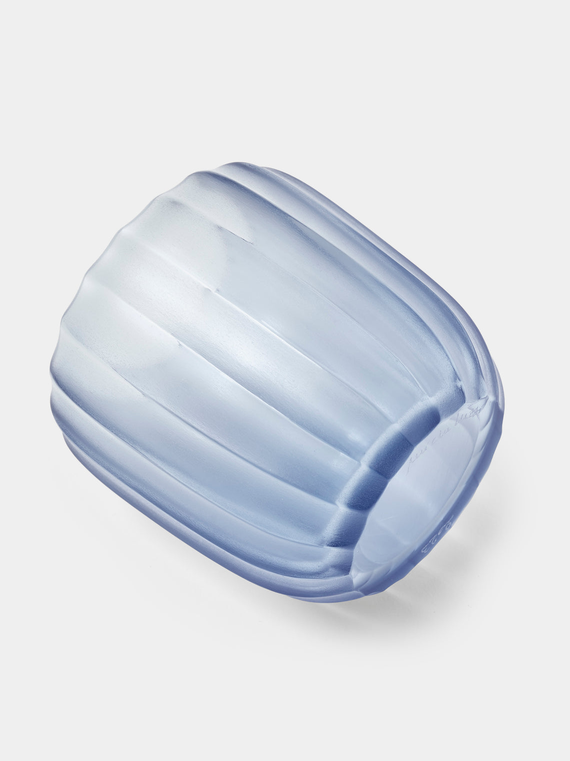 Micheluzzi Glass - Rullo Bluino Coste Hand-Blown Murano Glass Vase (4.5in/11cm) - Blue - ABASK