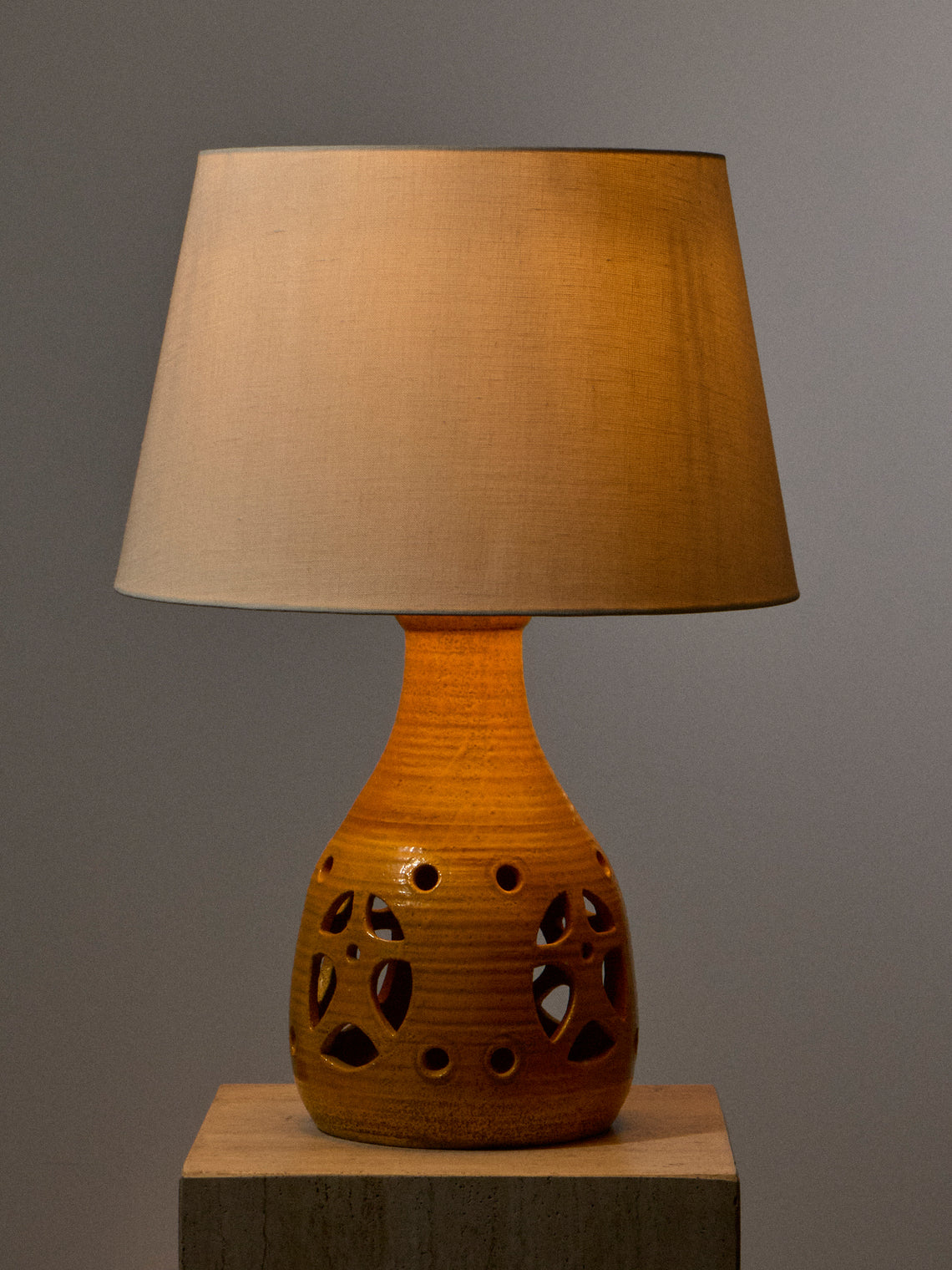 Antique and Vintage - 1960s Accolay Ceramic Table Lamp - Yellow - ABASK