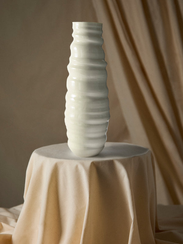 Johanne Coker - No. 2 Hand-Thrown Porcelain Vase (16.5in/42.5cm) - White - ABASK