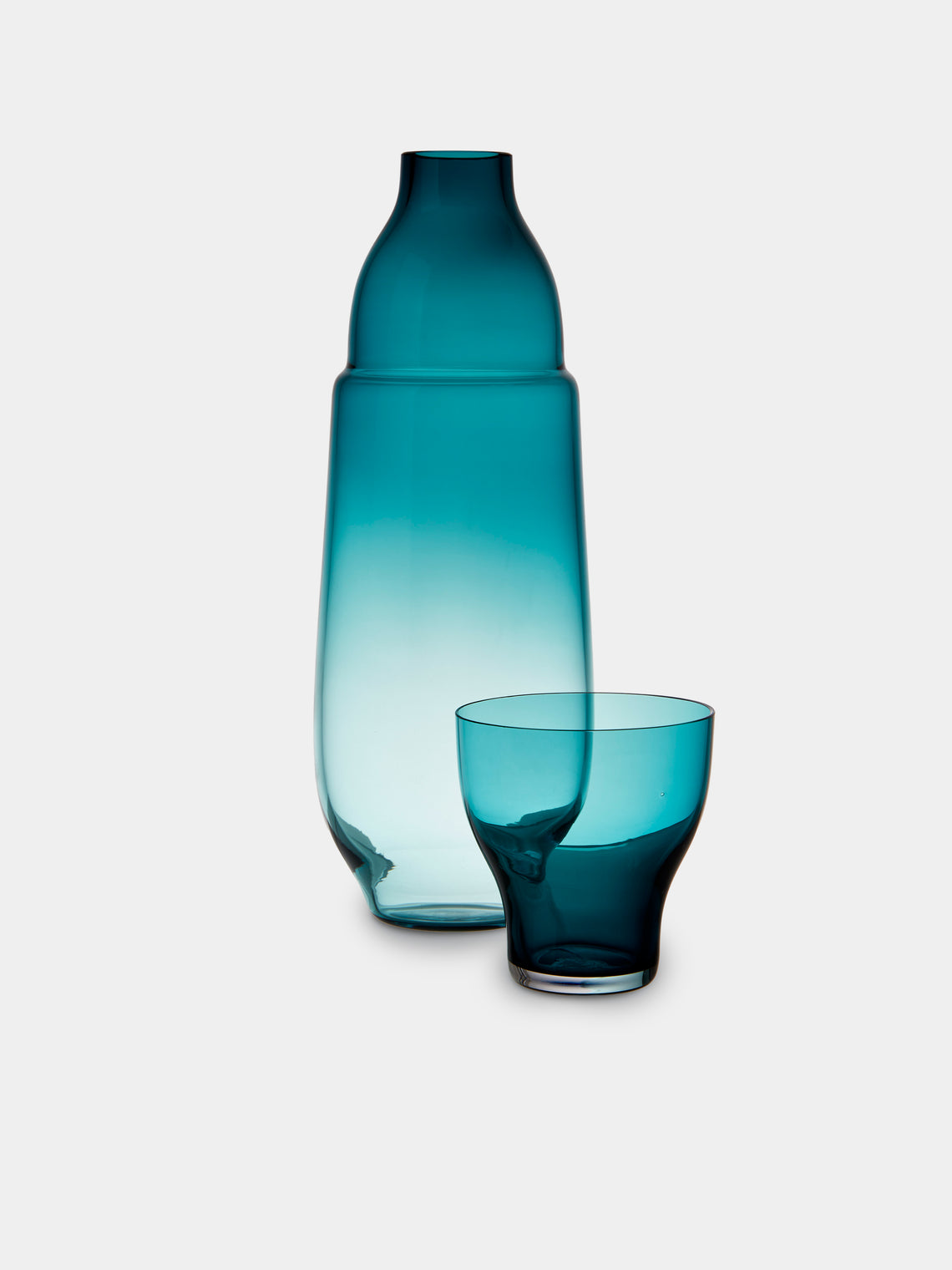 Kickie Chudikova - Danube Hand-Blown Bohemian Crystal Carafe and Tumbler - Blue - ABASK - 