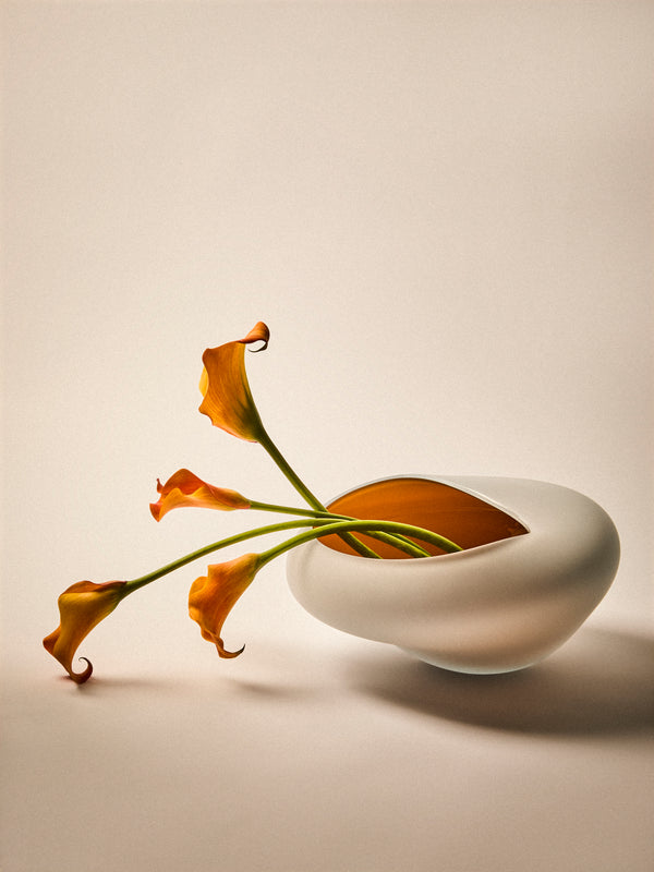 David Valner - Polypore Hand-Blown Glass Bowl (12in/30cm) - Gray - ABASK