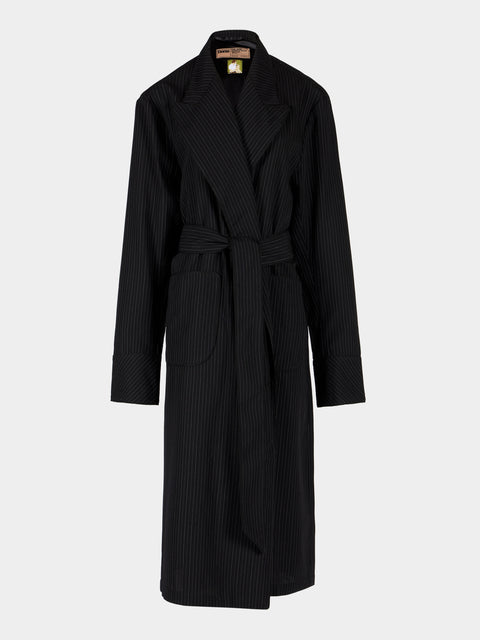 Dorso - The Gessato Wool Robe - Black - ABASK - 