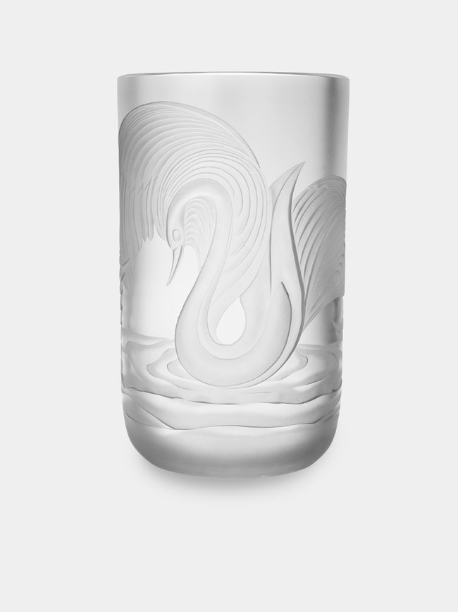 Antique and Vintage - 20th-Century Lalique Swan Crystal Vase (14in/35.5cm) - Clear - ABASK - 