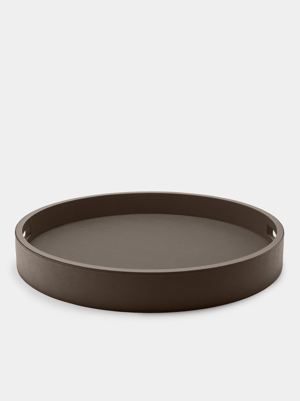 Giobagnara - Polo Leather Round Tray with Handles - Gray - ABASK