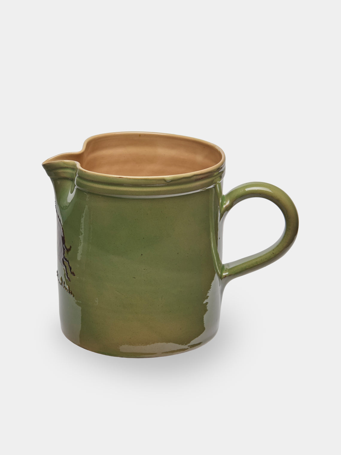 Poterie d’Évires - Boars Hand-Painted Ceramic Straight-Edge Jug (70.5oz/2L) - Green - ABASK
