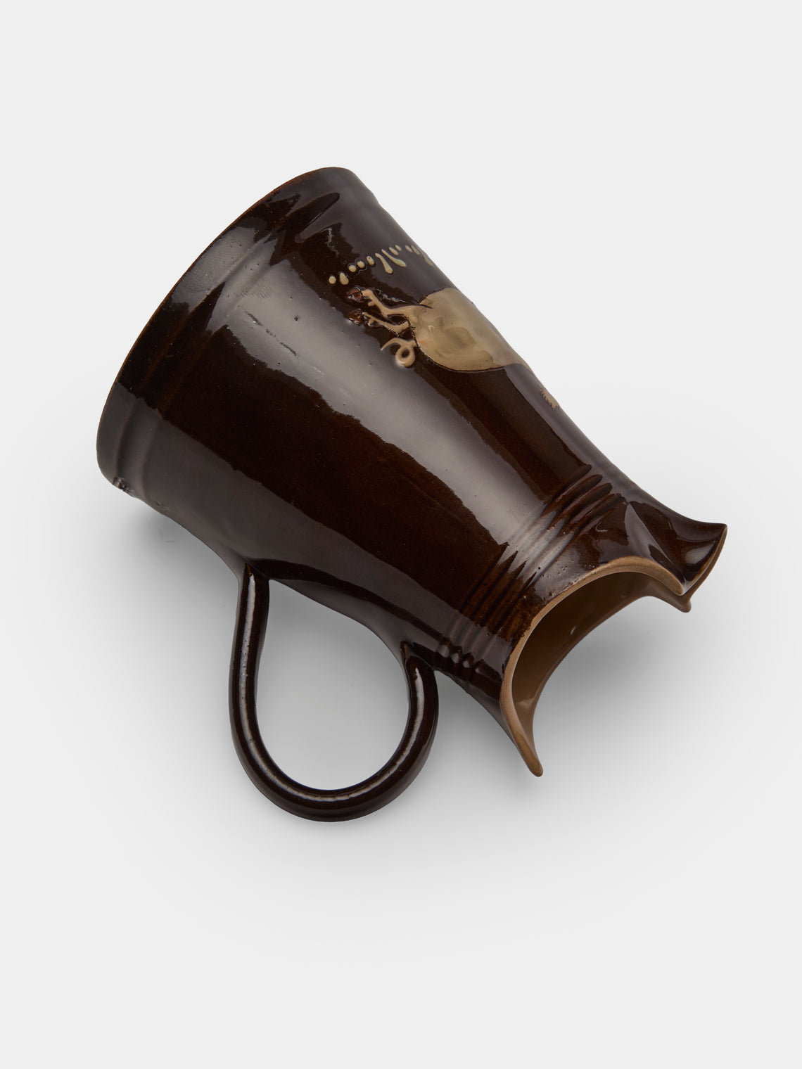 Poterie d’Évires - Pigs Hand-Painted Ceramic Petite Milk Jug - Dark brown - ABASK