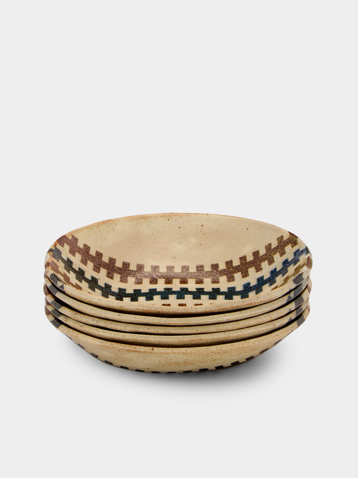 Makidani-gama - No. 1 Nerikomi Ceramic Medium Oval Bowls (Set of 5) - Multiple - ABASK