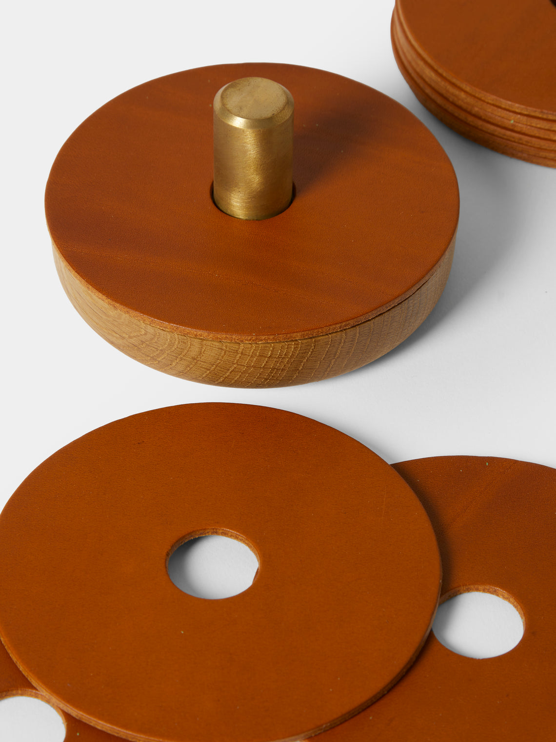 Otzi Studio - | Set of 10 | Gasket Leather Coasters - Tan - ABASK