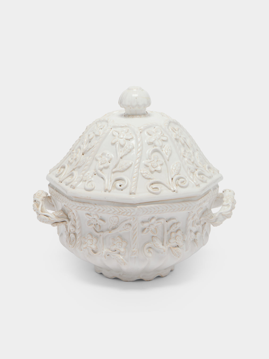 Antique and Vintage - 1920s Émile Tessier Ceramic Soup Tureen with Platter - White - ABASK