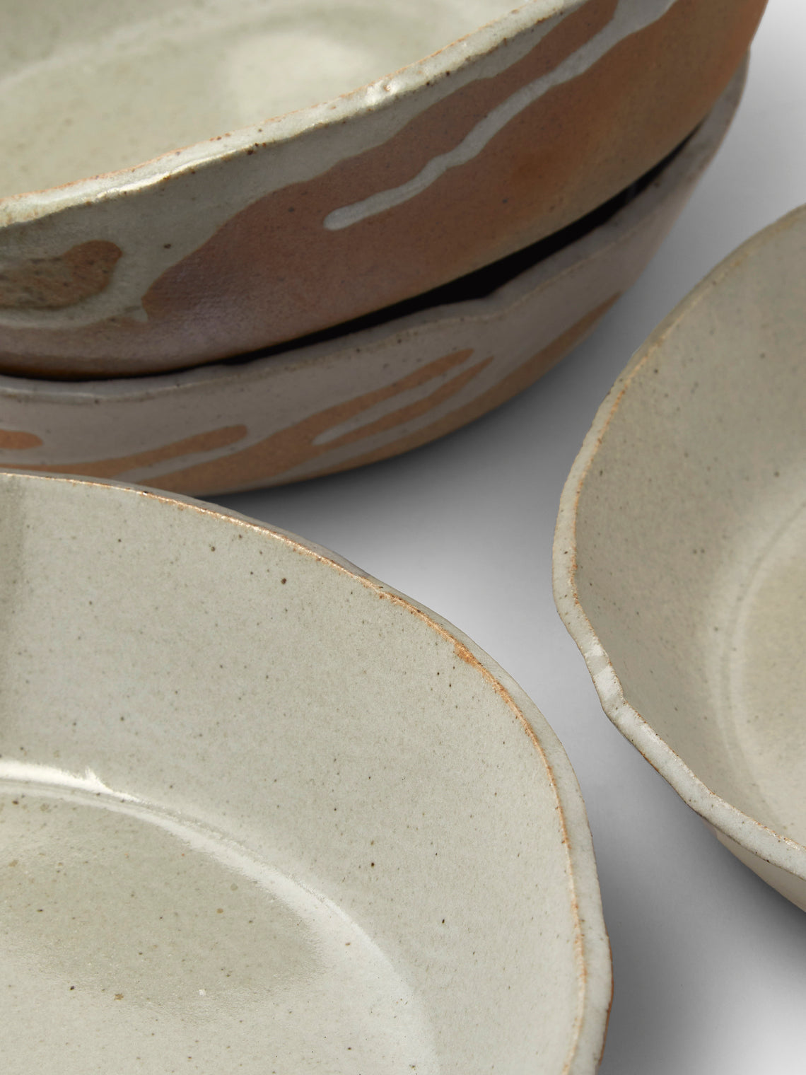 Estudio Vernís - Wood-Fired Stoneware Deep Dinner Plates 8in/21cm (Set of 6) - White - ABASK