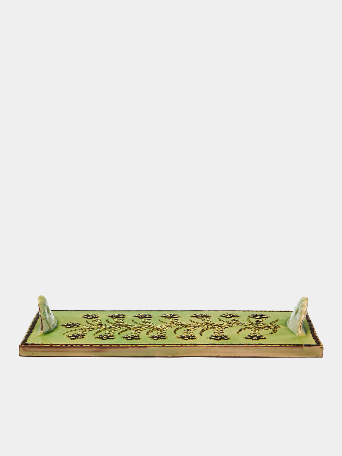 Poterie d’Évires - Flowers Hand-Painted Ceramic Cheese Board - Green - ABASK