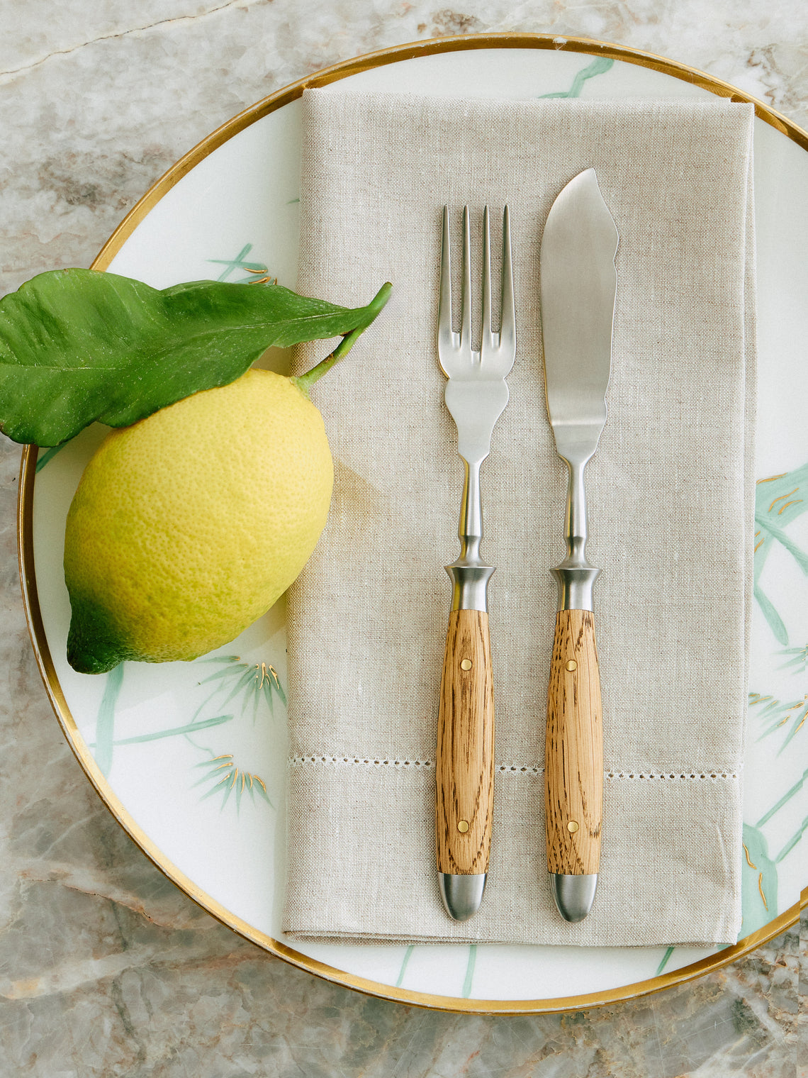 Eichenlaub - Light Oak Old German Fish Cutlery (Set of 2) - Natural - ABASK