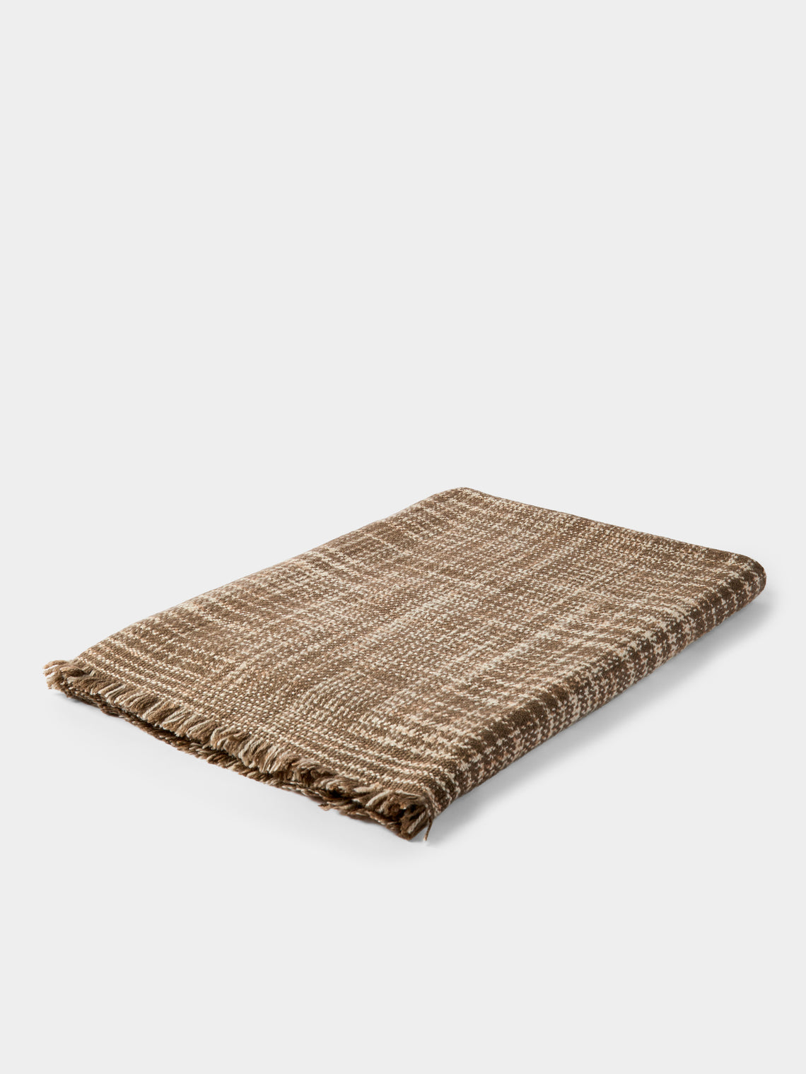Me & K - Textured Plaid Cashmere Throw (67in/1.7m) - Brown - ABASK