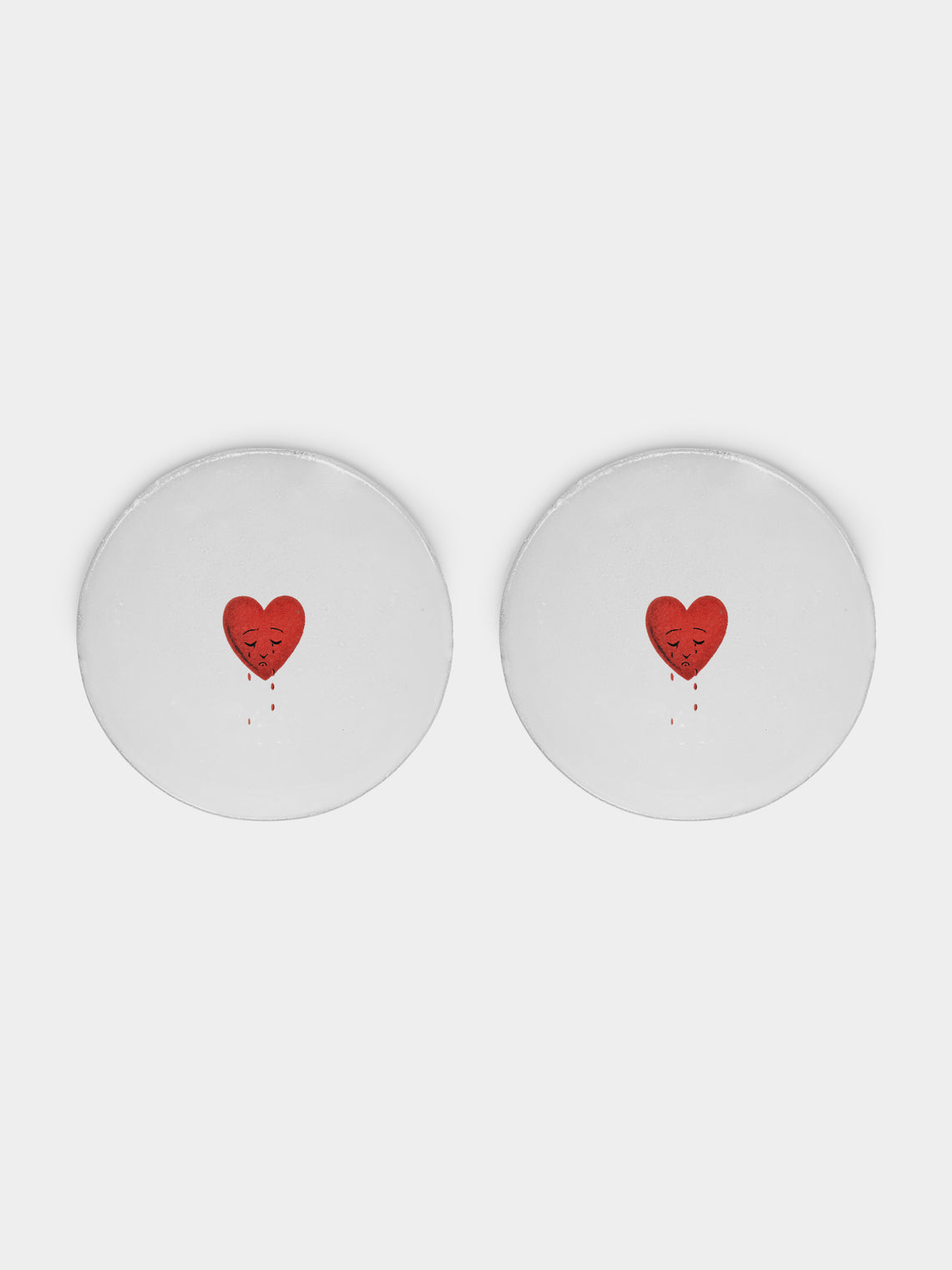 Astier de Villatte - Crying Heart Hand-Glazed Ceramic Small Plate (Set of 2) - White - ABASK 