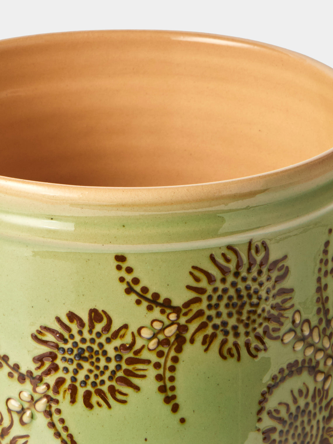 Poterie d’Évires - Flowers Hand-Painted Ceramic Utensil Pot - Green - ABASK
