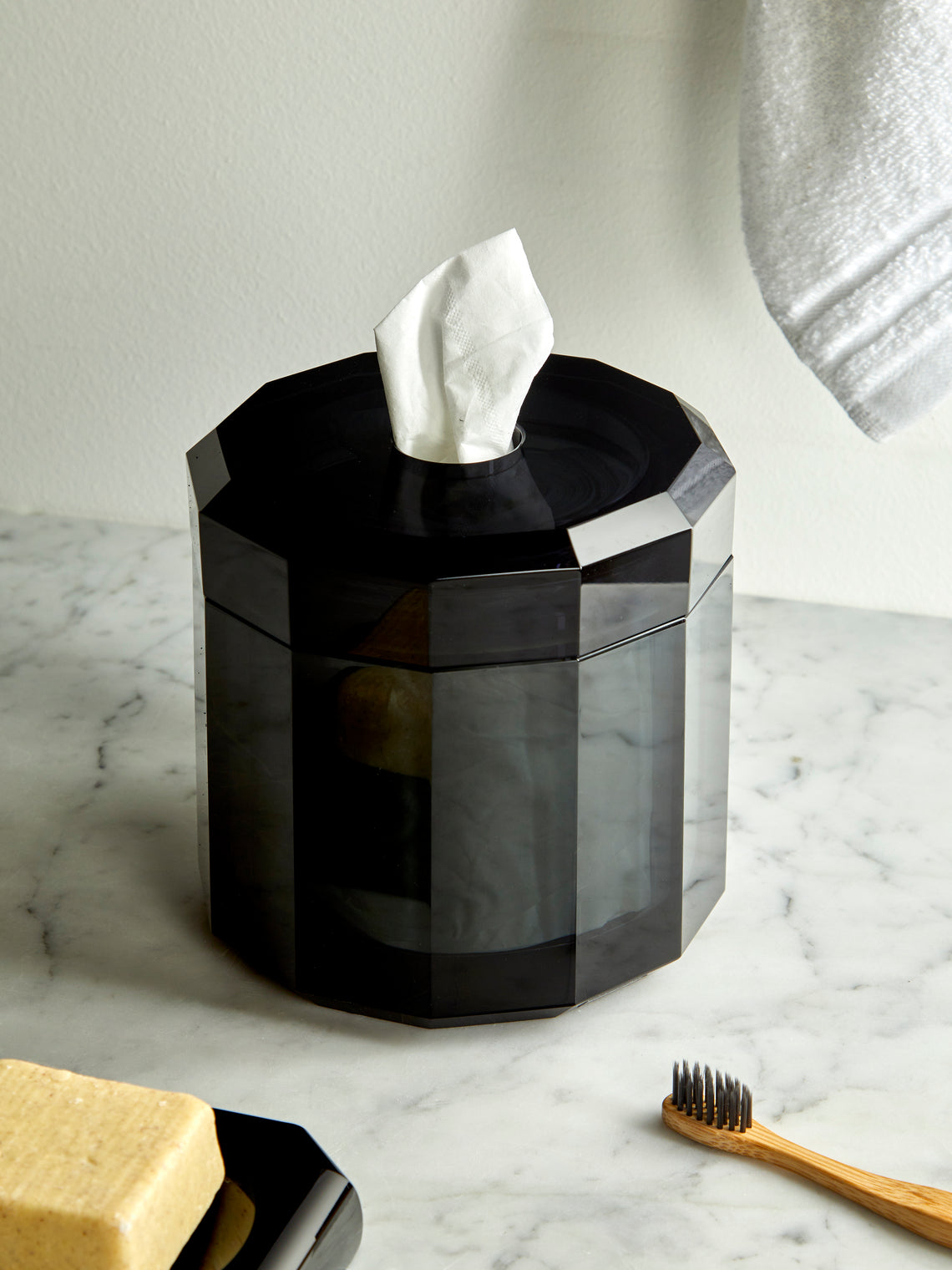 Decor Walther - Cut Crystal Tissue Box - Black - ABASK