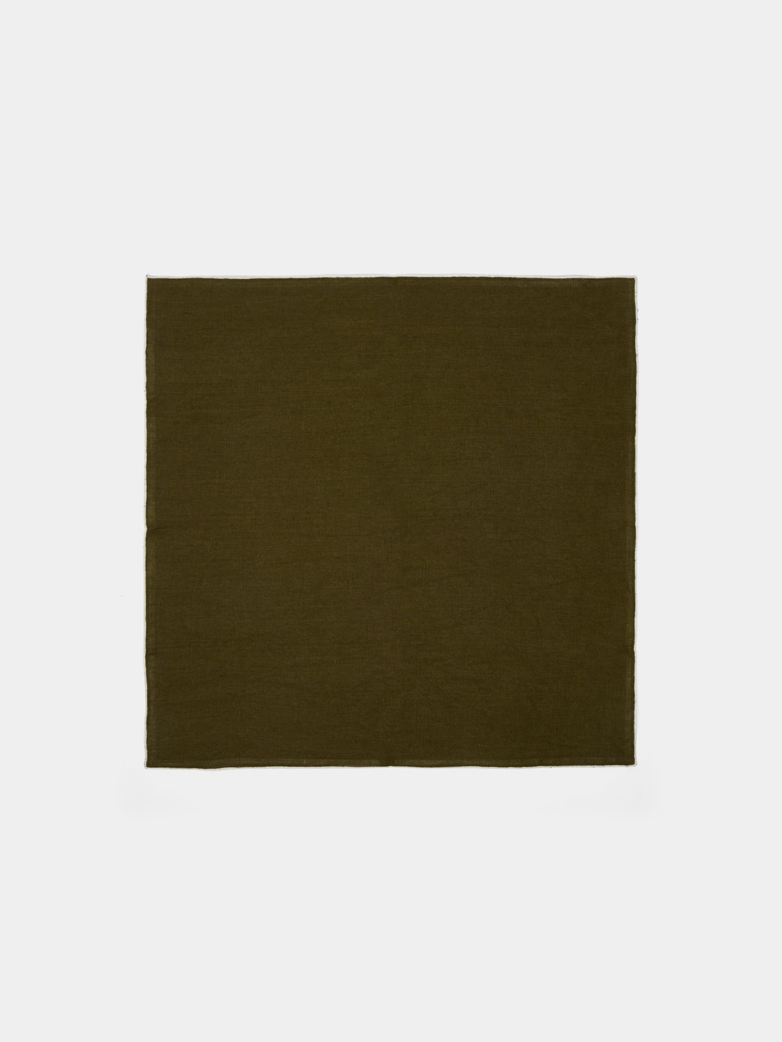 Madre Linen - | Set of 4 | Hand-Dyed Linen Contrast-Edge Napkins - Green - ABASK