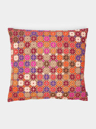 Kissweh - Damask Rose Hand-Embroidered Cotton Cushion -  - ABASK - 
