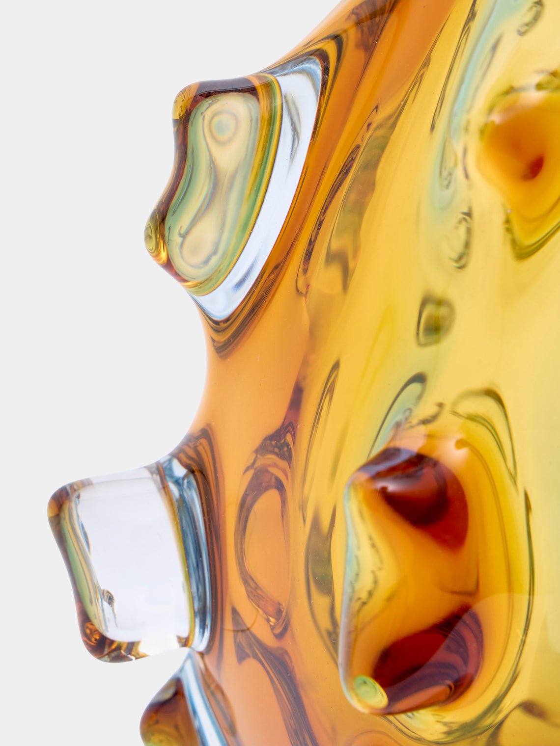 Antique and Vintage - 1980s A. Dal Borgo Murano Glass Vase (11in/28.5cm) - Yellow - ABASK
