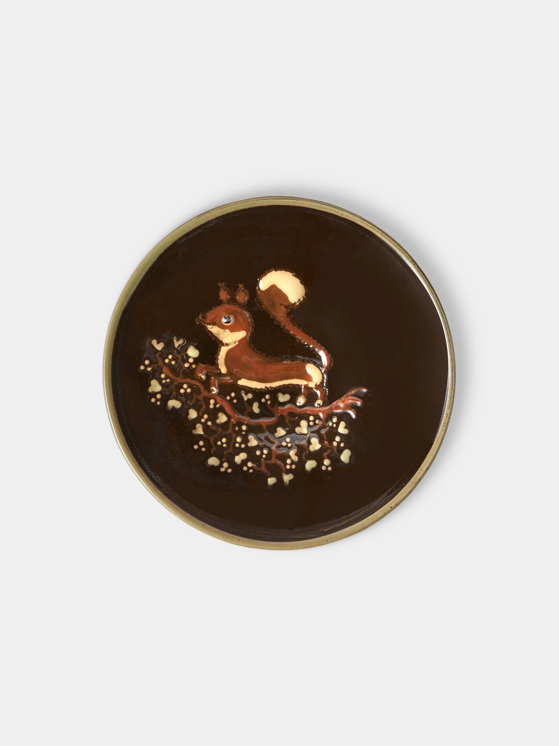 Poterie d’Évires - Animals Hand-Painted Ceramic Plates – 5.5in/14cm (Set of 4) - Dark Brown - ABASK
