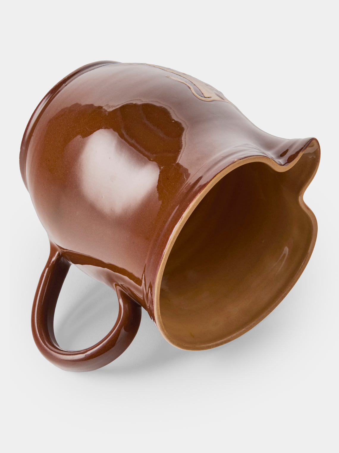 Poterie d’Évires - Cows Hand-Painted Ceramic Medium Jug - Light Brown - ABASK