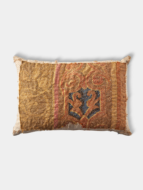 By Walid - 19th-Century French Napoleon III Aubosson Tapestry Wool and Damask Cushion (27.5in/70cm) - Multiple - ABASK - 