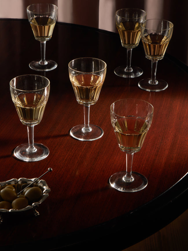 Antique and Vintage - 1950s Val Saint Lambert Cut Crystal Wine Goblets (Set of 10) -  - ABASK