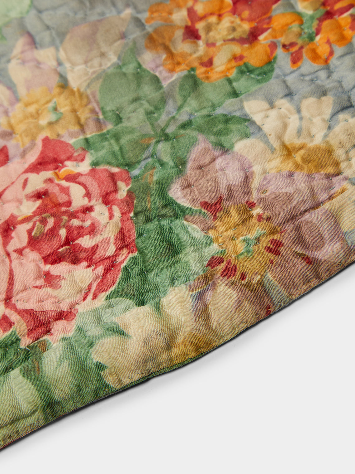 Antique and Vintage - 1910s Floral Welsh Wholecloth Quilt -  - ABASK