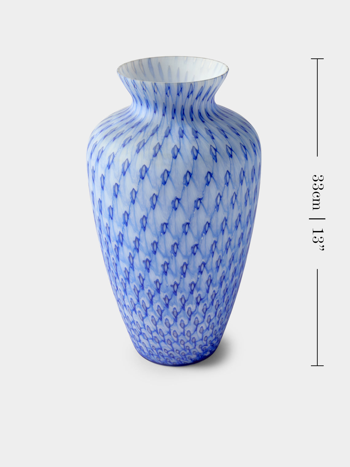 Antique and Vintage - 1950s Glass Vase (13in/33cm) - Blue - ABASK
