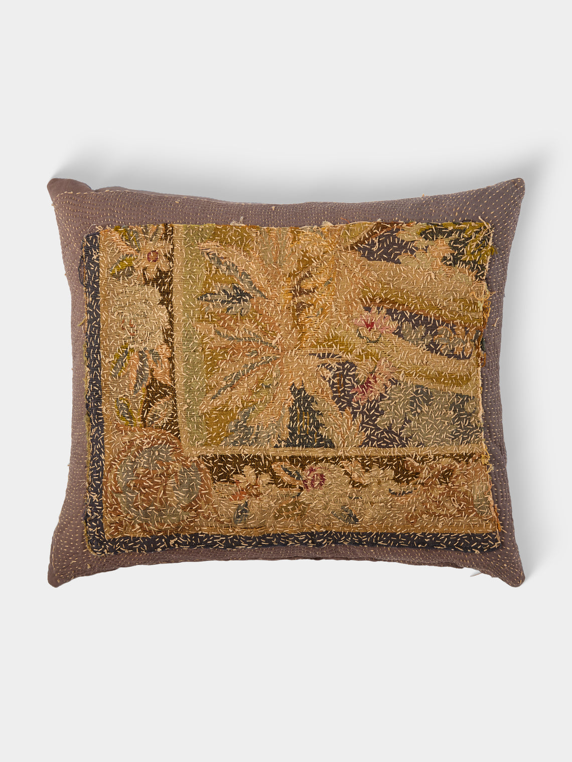By Walid - 17th-Century Flemish Verdure Tapestry Linen Cushion (23.5in/60cm) - Multiple - ABASK - 