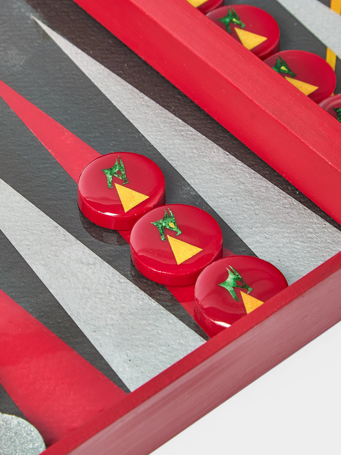 Valeria Molinari - Fire Hand-Painted Watercolor Wood Backgammon Set - Red - ABASK